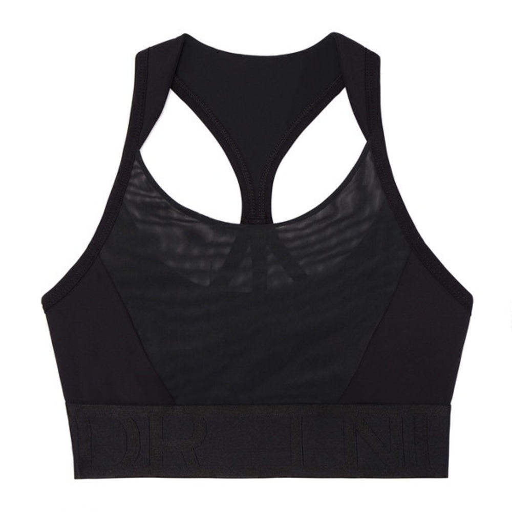 High-Support Black Racerback Sports Bra with Mesh Back Panel